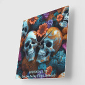EXISTENTIAL LITE Memento Mori Lovers Skulls Quadratische Wanduhr (Winkel)