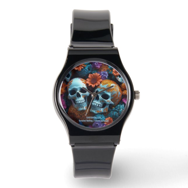 EXISTENTIAL LITE Memento Mori Lovers Skulls Unisex Armbanduhr (Vorderseite)