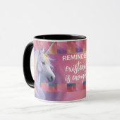 Existenz ist genug Erinnerung Rainbow Unicorn Tasse (Vorderseite Links)