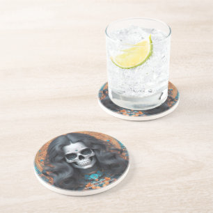 EXISTENZIAL LITE Memento Mori Femme Skull Runde Getränkeuntersetzer
