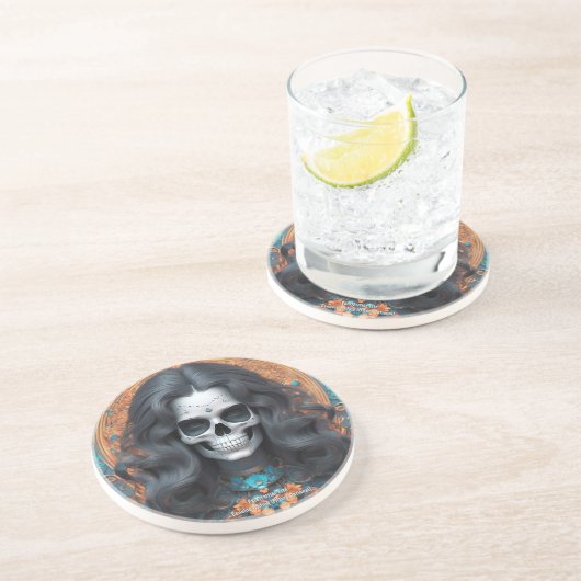 EXISTENZIAL LITE Memento Mori Femme Skull Runde Getränkeuntersetzer (Seite)