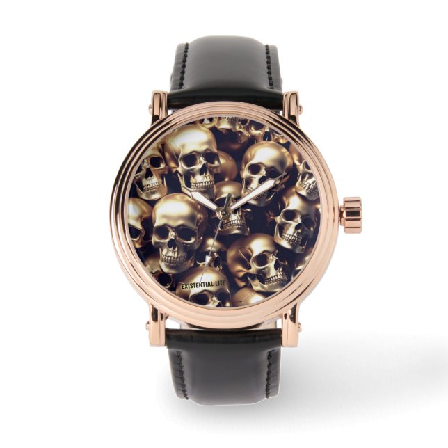 EXISTENZIELLE LITE Gold Skulls Beobachten Armbanduhr (Vorderseite)