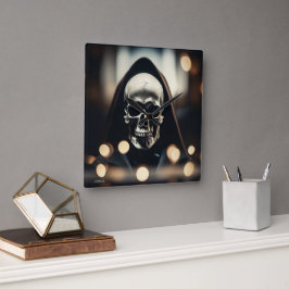 EXISTENZIELLE LITE Hoodie Skull Wall Clock Quadratische Wanduhr
