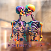 EXISTENZIELLE LITE Kissing Skelette Transparent Fensteraufkleber (Blatt 2)