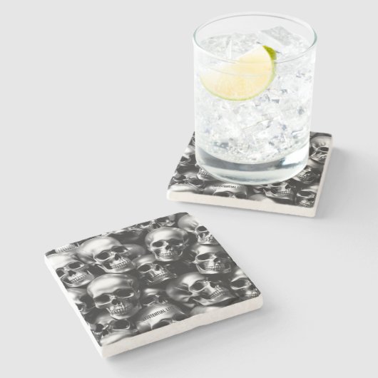 EXISTENZIELLE LITE Silber Skulls beobachten Steinuntersetzer (Seitenansicht)