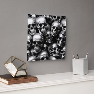 EXISTENZIELLE LITE Silber Skulpturen Wall Clock Quadratische Wanduhr
