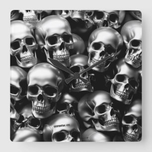 EXISTENZIELLE LITE Silber Skulpturen Wall Clock Quadratische Wanduhr