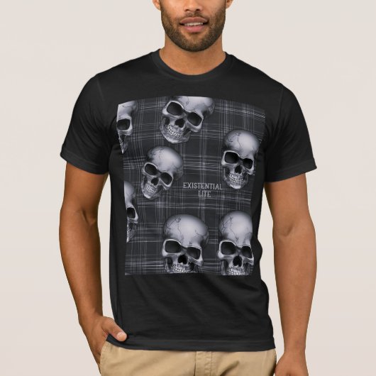 EXISTENZIELLE LITE-Skulpturen auf Tartan 1b T-Shirt (Vorderseite)