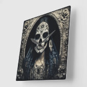 EXISTENZIELLES LETE Vintages Schädelportrait 4 Quadratische Wanduhr (Winkel)