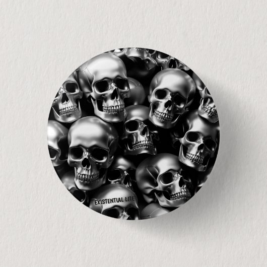 EXISTENZIELLES LITE Silver Skulls Button Button Ab (Vorderseite)
