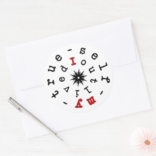 Existenzielles Motto: Ich habe mein wahres Selbst Runder Aufkleber (Umschlag)