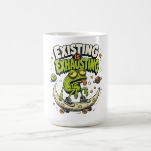 Existieren ist erschöpfend – Verrückter Frosch auf Kaffeetasse