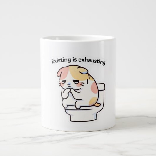 Existing Is Exhausting Funny Coffee Mug Jumbo-Tasse (Vorderseite)