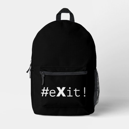 #eXit! Bedruckter Rucksack (Vorderseite)