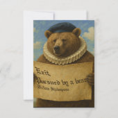 Exit, pursued by a bear Shakespeare quote bear Dankeskarte (Vorderseite)