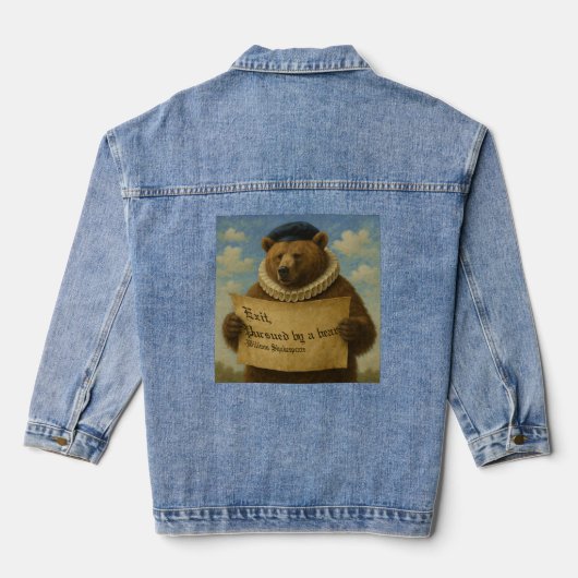 Exit, pursued by a bear Shakespeare quote bear Jeansjacke (Rückseite)