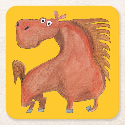Exited Horse Rechteckiger Pappuntersetzer (Vorderseite)