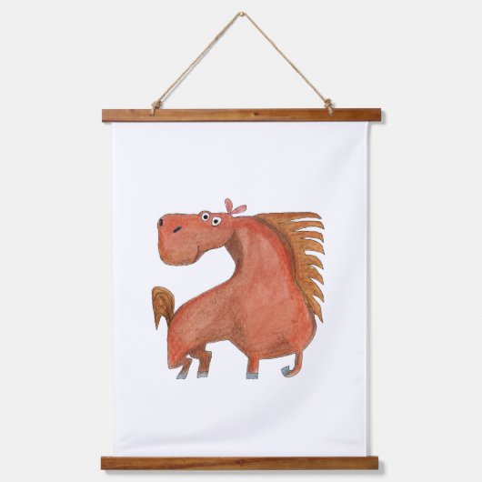Exited Horse Wandteppich Mit Holzrahmen (Vorderseite)