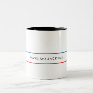 Exklusiv Persönlich Modern Blau Rot Weiß Zweifarbige Tasse