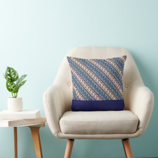 Exklusive Batik Parang Two Tone Muster Blau Kissen
