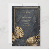 Exklusive Black Marble & Gold VIP Hochzeit Einladung (Vorderseite)