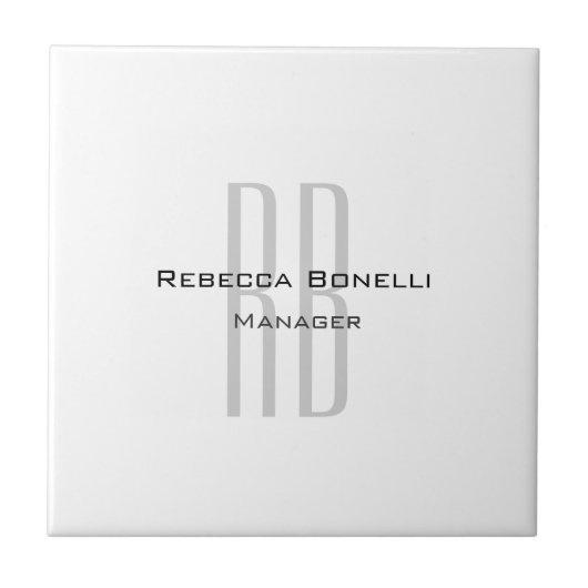 Exklusive Einziges Weißgraues Monogramm Modernes Fliese (Vorderseite)