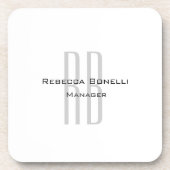 Exklusive Einziges Weißgraues Monogramm Modernes Getränkeuntersetzer (Vorderseite)