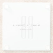 Exklusive Einziges Weißgraues Monogramm Modernes Glasuntersetzer (Rückseite)