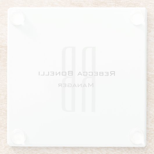 Exklusive Einziges Weißgraues Monogramm Modernes Glasuntersetzer (Rückseite)