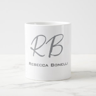 Exklusive Einziges Weißgraues Monogramm Modernes Jumbo-Tasse