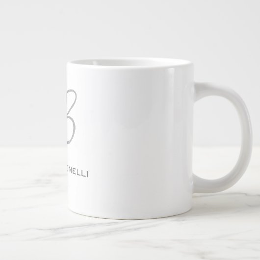 Exklusive Einziges Weißgraues Monogramm Modernes Jumbo-Tasse (Rechts)