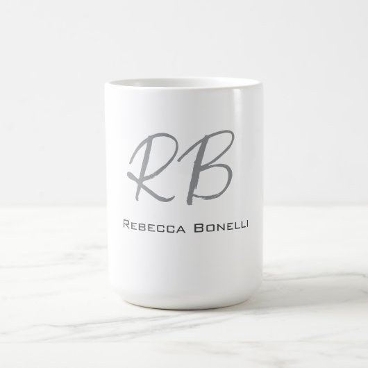 Exklusive Einziges Weißgraues Monogramm Modernes Kaffeetasse (Mittel)