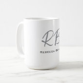 Exklusive Einziges Weißgraues Monogramm Modernes Kaffeetasse (Vorderseite Links)