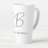 Exklusive Einziges Weißgraues Monogramm Modernes Milchtasse (Rechte Ecke)