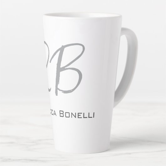 Exklusive Einziges Weißgraues Monogramm Modernes Milchtasse (Rechte Ecke)