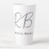 Exklusive Einziges Weißgraues Monogramm Modernes Milchtasse (Vorderseite)