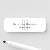 Exklusive Einziges Weißgraues Monogramm Modernes Namensschild (Beispiel)
