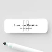 Exklusive Einziges Weißgraues Monogramm Modernes Namensschild (Beispiel)