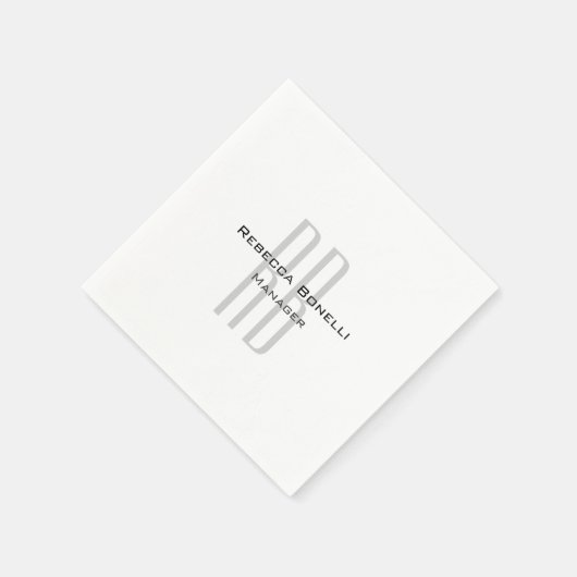 Exklusive Einziges Weißgraues Monogramm Modernes Serviette (Ecke)