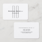 Exklusive Einziges Weißgraues Monogramm Modernes Visitenkarte (Vorne/Hinten)