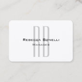 Exklusive Einziges Weißgraues Monogramm Modernes Visitenkarte (Vorderseite)