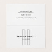 Exklusive Einziges Weißgraues Monogramm Modernes Visitenkarten (Außenseite Aufgefaltet)