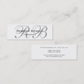 Exklusive Einziges Weißgraues Monogramm Slim Mini Visitenkarte (Vorne/Hinten)