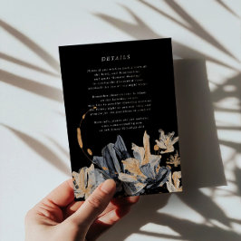 Exklusive Gold und Black Floral Wedding Info Card Begleitkarte