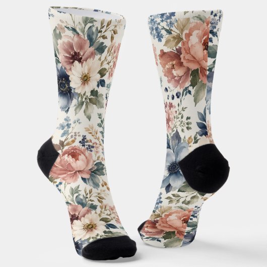 Exklusive handgemalte Aquarell-Cluster Socken (Gewinkelt)