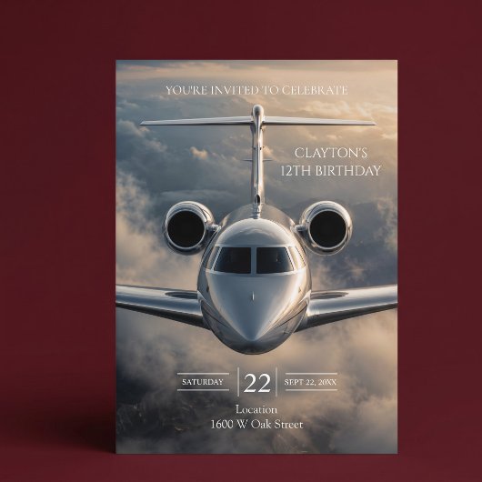 Exklusive Luxus-Privatjet-Geburtstagsfeier Einladung