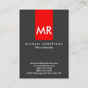Exklusive Monogramm Grau Rot Streifen sauber Visitenkarte