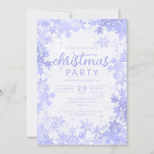 Exklusive Navy Blue Snowflakes Company Weihnachten Einladung (Vorderseite)