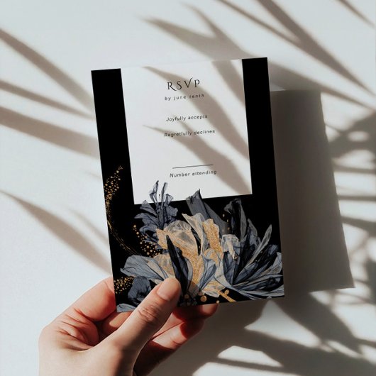 Exklusive RSVP-Karte für Gold und Schwarz RSVP Karte