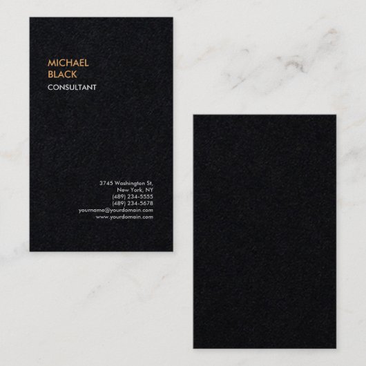 Exklusive Schwarz Einzigartig Moderne Minimalistis Visitenkarte (Vorne/Hinten)
